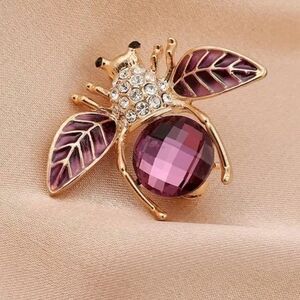 HONEY Bee Brooch Simulated Amethyst